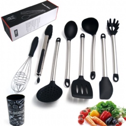 9 Piece Cooking Utensils Nonstick Kitchen Utensil Set Silicone and Stainless Steel Spatula Tools