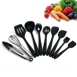 Black Silicone Kitchen Utensils Set Non Stick Cooking Utensils Set Silicone Baking Spatula tool