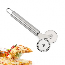 Kitchen Gadgets Stainless Steel Double Wheel Pizza Pastry Ravioli Pasta Rough Cutter Wheel