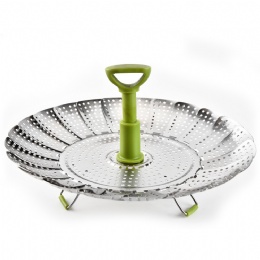 Stainless steel telescopic folding steamer 11 inch Multi-function Lotus fruit bowl draining steamer