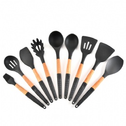 Nonstick Kitchen Tools Eco-Friendly Cooking Kit Shovel wood Handle 9Pcs/Set