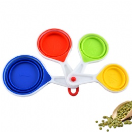Food Grade Silicone Collapsible Measuring Cups Set of 4 Piece Spoon Kitchen Baking Tools