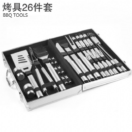 26 Piece BBQ Utensil Set Steak Knife Fork BBQ TOOL SET in the Aluminium Case