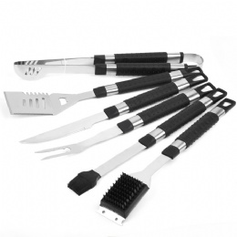 Top Quality TPR Handle BBQ Tools Kitchenware Grill Cleaning Brush Utensils 6 PCS A Set