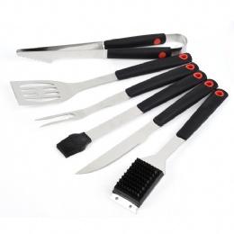 Outdoor Household Stainless Steel Baking Utensils 6 Sets Barbecue Round Handle Tool Set