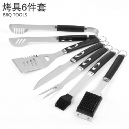 6 Piece Fork Spatula Tong Basting Brush Knife Cleaning Brush BBQ Grilling Tools Set