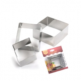 Set of 3PCS Stainless steel square mirror polish cookie cutter cake mould