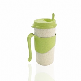 New design Household Wheat Straw Ceramic Mug Drinking organic bamboo fiber coffee cup with handle