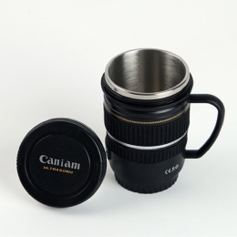 stainless steel bottle Camera Len Shape Coffee Mugs with handle