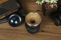 Camera Coffee Mug Stainless Steel Automatic Mixing Travel Lens Mug