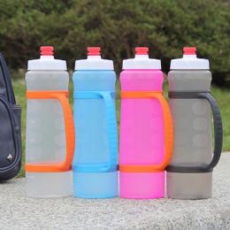 outdoor sport collapsible mist spray plastic water bottle silicone travel mug with handle
