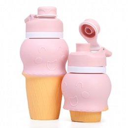 Ice Cream Shape Soft Silicone Kids Water Bottle Silicone Foldable Water Bottle
