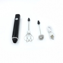 usb charged milk frother Electric Milk Frother with Stainless Steel Double Whisk Head