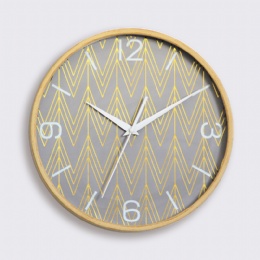 digital clock wood grain round cheap plastic silent wall clock for living room bedroom