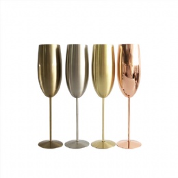 Premium Stainless Steel Rose Gold Metal Drinking Cup Stemmed Goblet Red Wine Glass