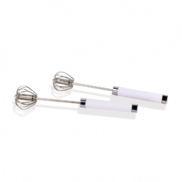 Kitchen Hand Blender Manual Egg Beater Stainless Steel Rotating Push Whisks