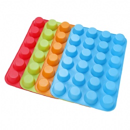 kitchen gadgets Wholesale 24 Cups Round Cake Baking Mould Jelly Silicon Bekeware Cupcake Molds Tray Standard Silicone Muffin Mold