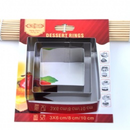 kitchen gadgets 3pcs Stainless Steel square Shaped Mousse Cake Mould Ring Set
