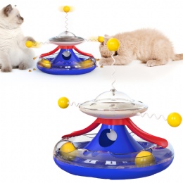 Custom color indestructible grooming rubber molar windmill cat pet toy catnip bell toy