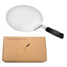 kitchen gadgets Stainless Steel Round Pizza Peel 10” Baking Shovel Paddle Cake Lifter Transfer Tray for Baking Homemade Pizza Bread Cake