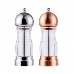 Acrylic Pepper Grinder Salt and Pepper Grinder Set Manual Classic Wood Salt Grinder Refillable Pepper Mill Sets with Adjustable Ceramic Grinding Rotor