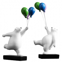 resin crafts Home Decor Statue Ornament Office Art Sculpture Collectibles Balloon Polar Bear Wall Decoration Animal Sculpture Statue Garden