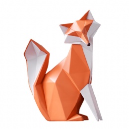 Geometric Figurine Fox Statue Resin Sculpture Giftbox Crafts Souvenir Home Ornament Gift Office Decoration Birthday Gift Geometric Animal Healing Statue