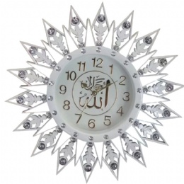 Luxury Crystal Bohemian Peacock Style Metal Rustic Wall Clock Silent Movement Metal Dial Large Sunburst Big Fancy Decoration