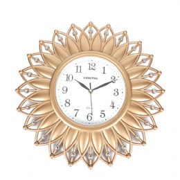 Vintage Metal Art Wall Clock Diamond-Large Wall Watch Crystal Leaf Large Living Room Creative Wall Clock