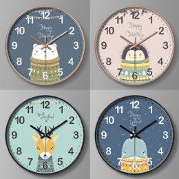 Children's room clock large rose gold decorative creative cartoon wall clock wall hanging home living room quartz clock wholesale