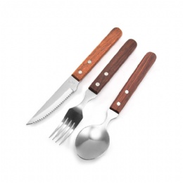Wooden Handle Stainless Steel Cutlery Set Forks Spoons Knives Flatware Set