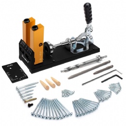 Pocket Hole Jig Kit, Professional and Upgraded All-Metal Pocket Screw Jig All-Metal Pocket Hole Jig Kit with Clamp