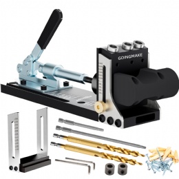 Private Mold All Metal Pocket Hole Jig Kit with Quick Clamp and Dust Collection Easy Use 3 Holes Pocket Hole Screw Jig System